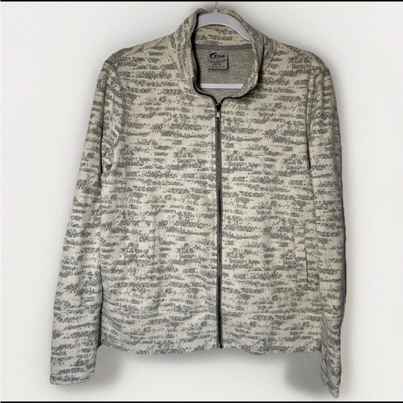 Zyia Active Cream Combo Zip Jacket Sweatshirt Size Large Performance Outdoor - Picture 1 of 10
